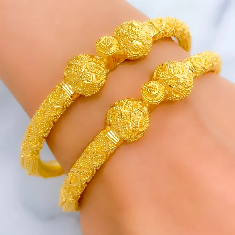 Women’s bangles with charms-Decadent Bold 22k Gold Pipe Bangles