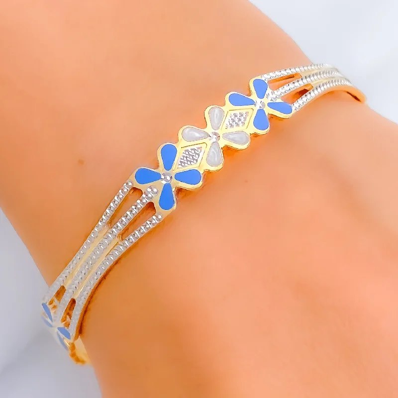 Women’s turquoise bracelets-Brilliant Colorful 22k Gold Bangle