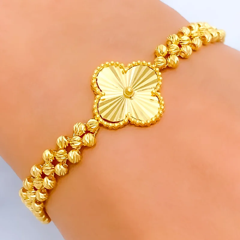 Women’s gemstone bracelets-Elevated Fancy 22k Gold Clover Bracelet