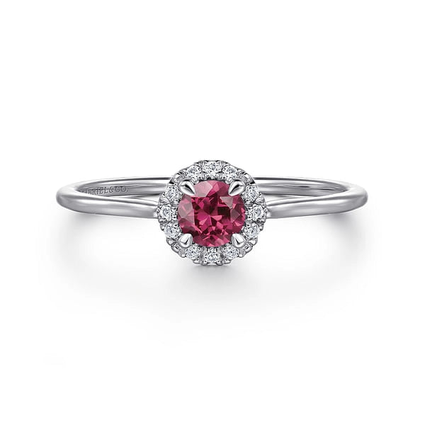 Women’s unique engagement rings-14K White Gold Pink Tourmaline and Diamond Ring