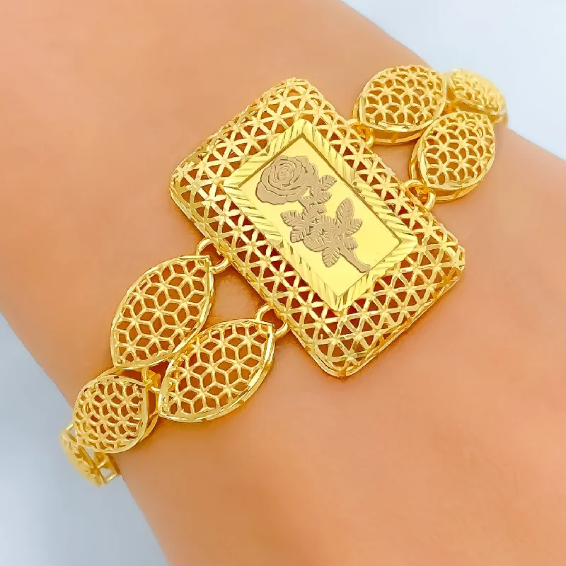 Women’s vintage bracelets-Special Marquise Mesh 21k Gold Coin Bracelet