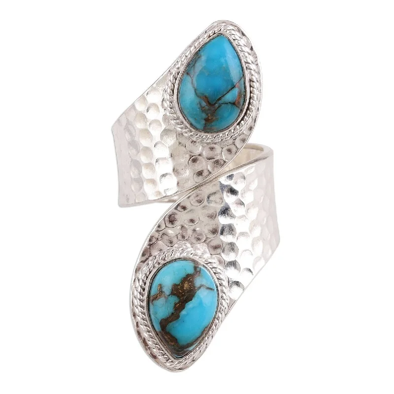 Women’s large gemstone rings-NOVICA Dreamy Duo, Sterling silver wrap ring