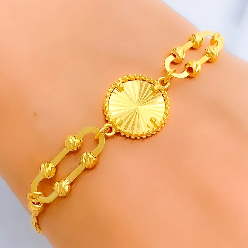 Women’s tennis bangles-Radiant Circular 21k Gold Bracelet