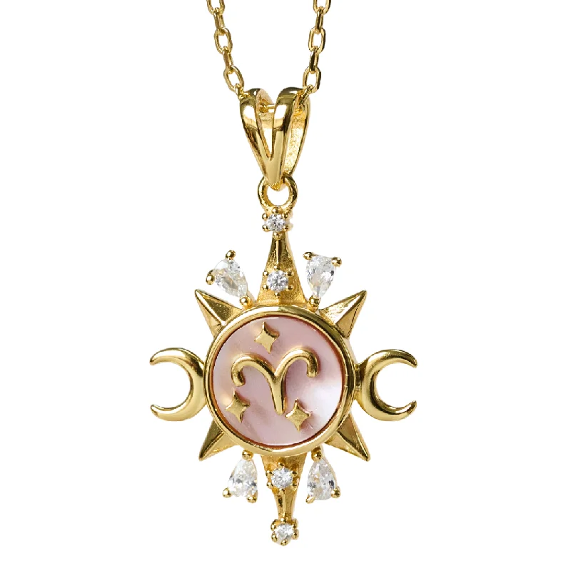 Women’s beaded necklaces-Celestial Horoscope Pendant - Aries