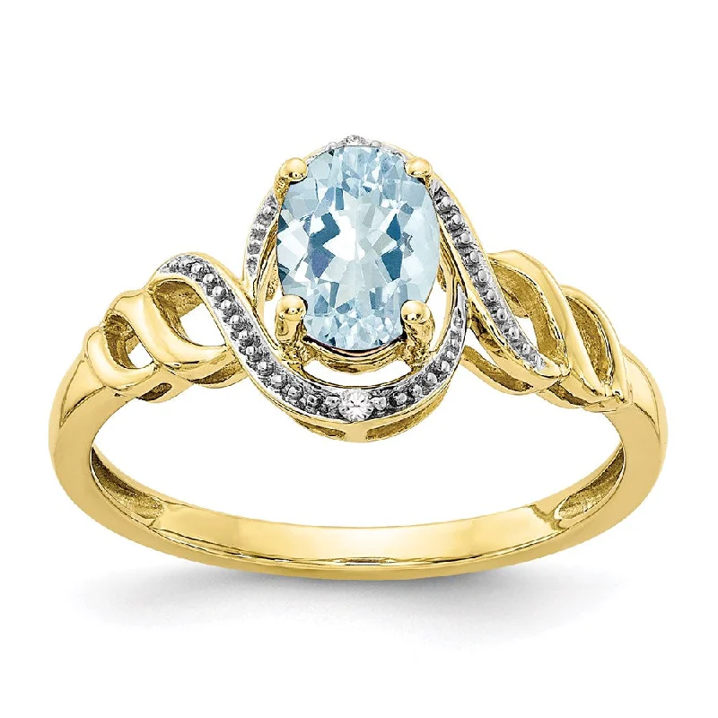 Women’s cathedral engagement rings-10K Aquamarine and Diamond Ring-WBC-10XB300