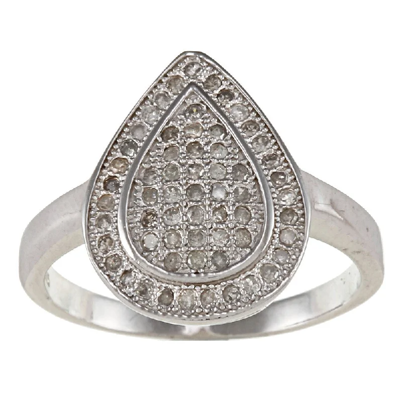 Women’s custom engagement rings-Sterling Silver 1/2ct TDW Diamond Pave Teardrop Ring (G-H, I2)