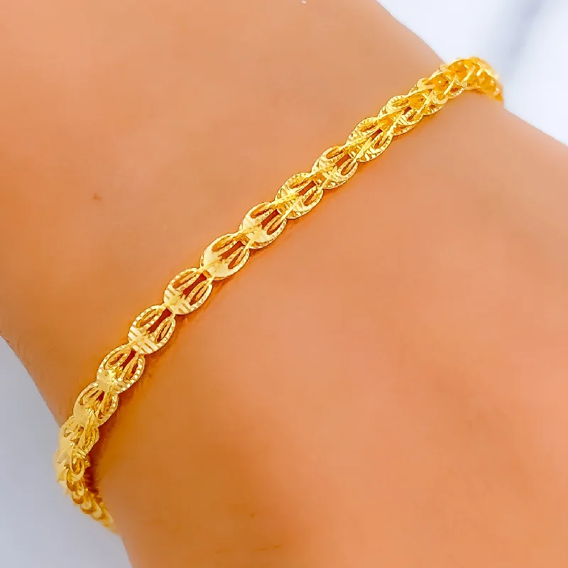 Women’s engraved bracelets-Exclusive 22k Gold Loop Chain Bracelet