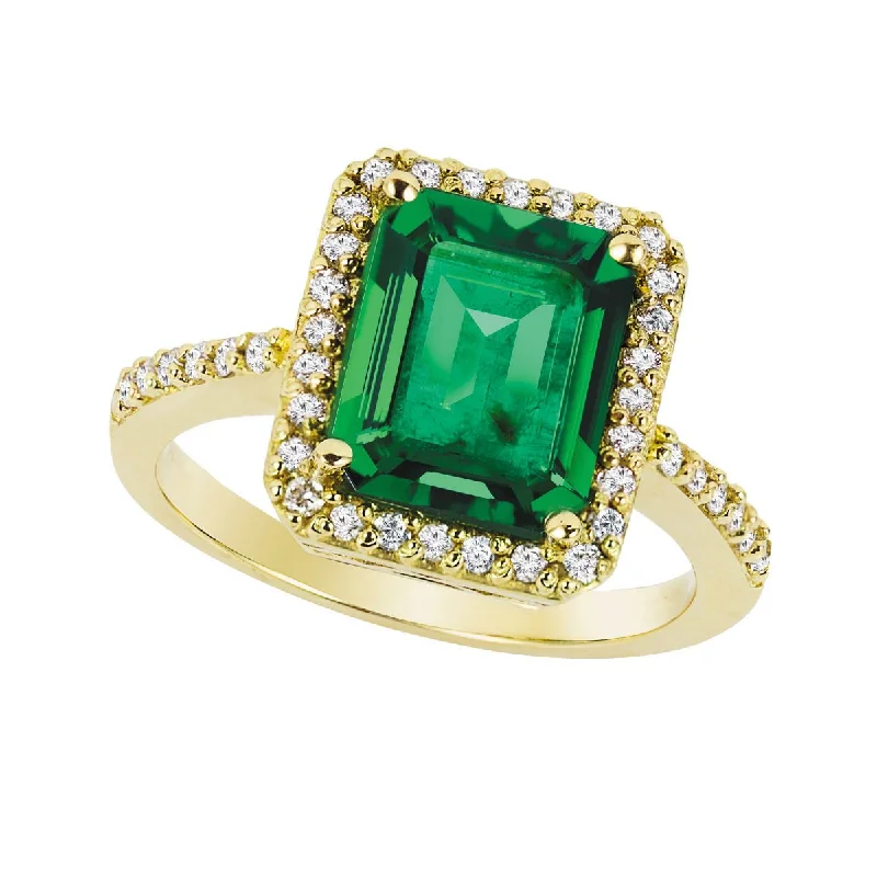 Women’s minimalist engagement rings-14k Emerald And Diamond Ring