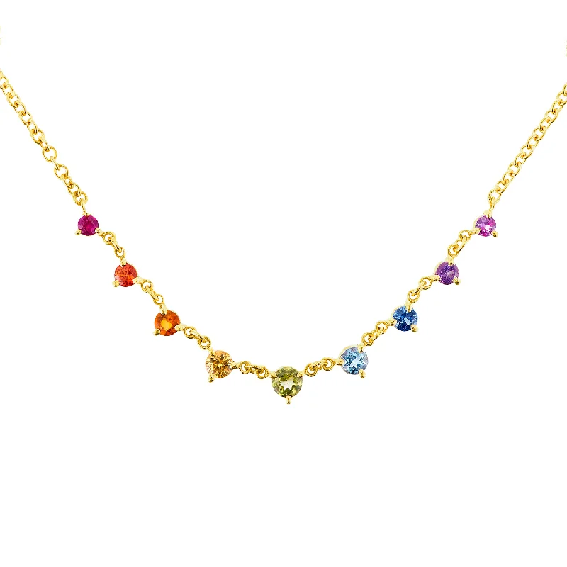 Women’s diamond halo necklaces-Rainbow Mini Starstruck