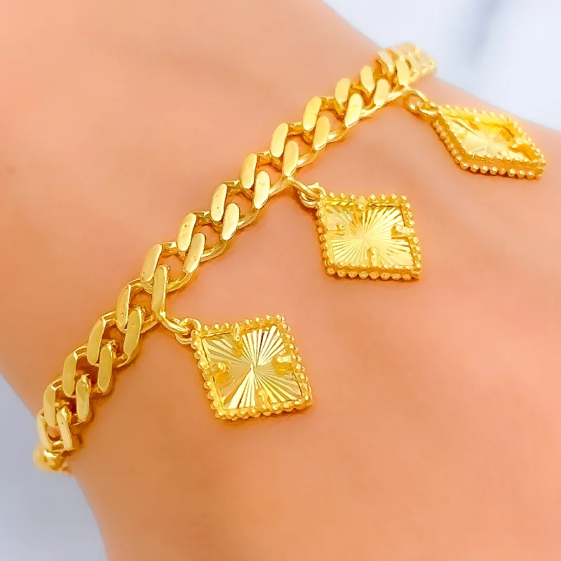 Women’s romantic bangles-Dazzling Rhombus 21k Gold Bracelet