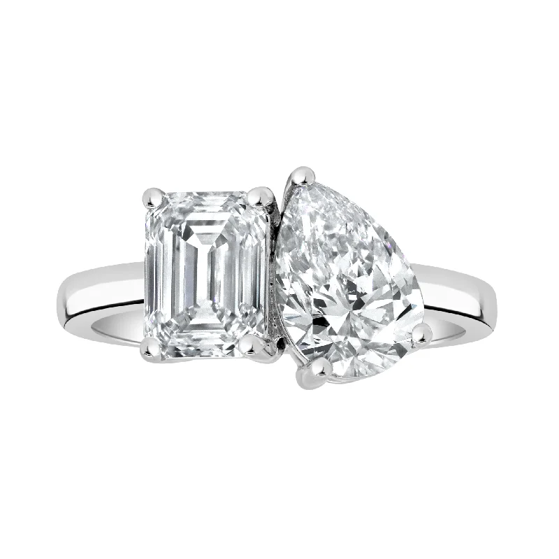 Women’s diamond engagement rings with baguette-3.25ctw Certified Lab Grown Diamond "Toi et Moi" You & Me Engagement Ring