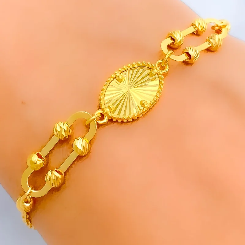 Women’s woven bracelets-Refined Oval 21k Gold Bracelet