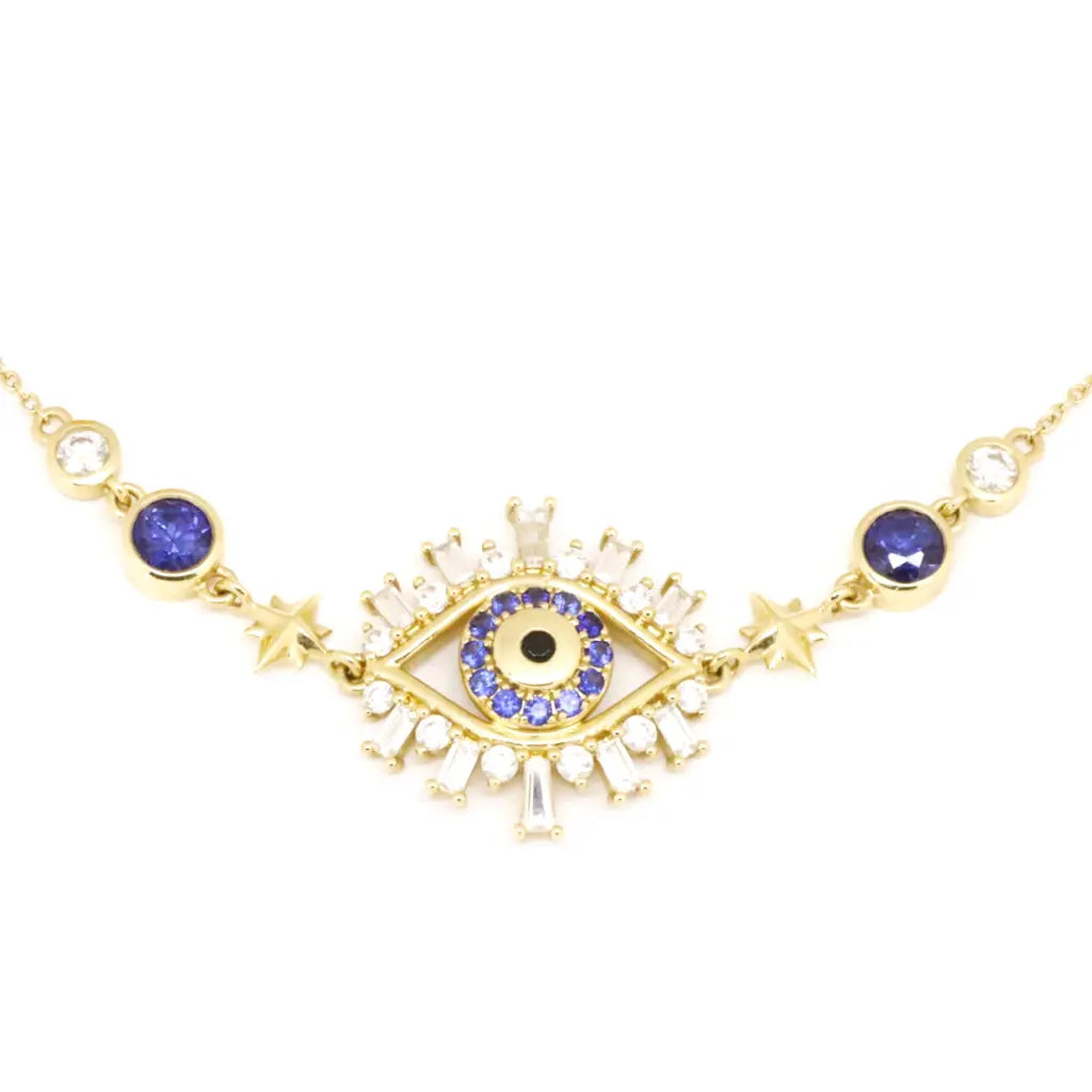 Women’s pearl necklaces-14KT Evil Eye Necklace