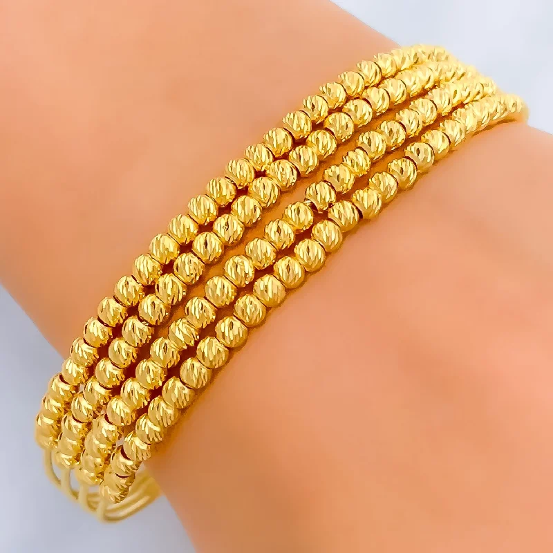 Women’s personalized bracelets-Dazzling Bold Radiant Orb 22k Gold Bangle Bracelet