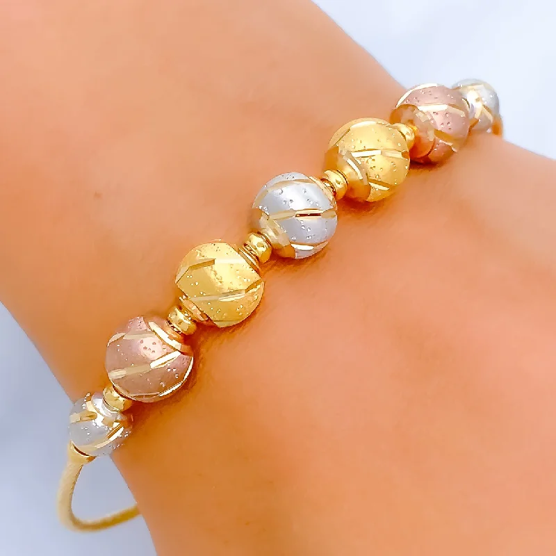 Women’s custom gemstone bracelets-High Finish Multi-Tone Orb 22k Gold Bangle Bracelet