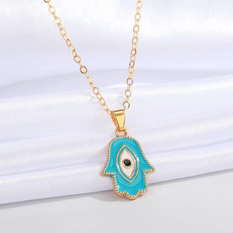 Light Blue Palm Light Blue Eye Necklace